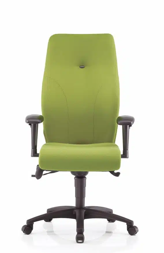 Ethos Back Care Chair with high back, 3D adjustable arms, independent mechanism, inflatable lumbar and black nylon base on castors PET60