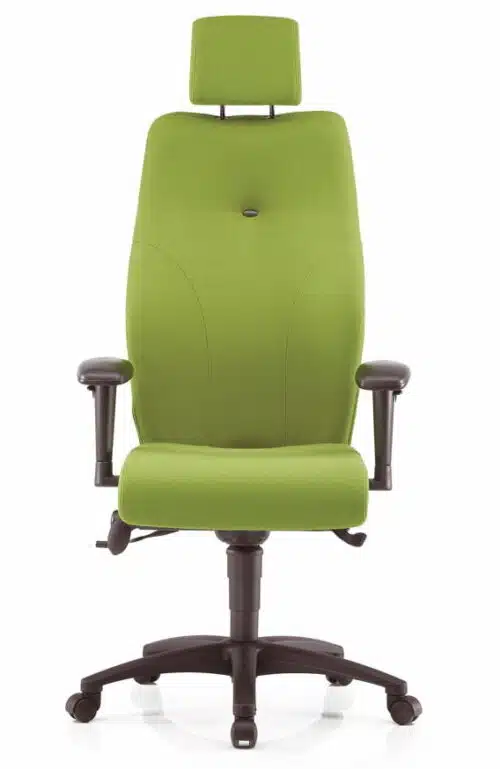 Ethos Posture Chair with high back with headrest, 3D adjustable arms, gel pads, independent mechanism, inflatable lumbar and black nylon base on castors P/ET80