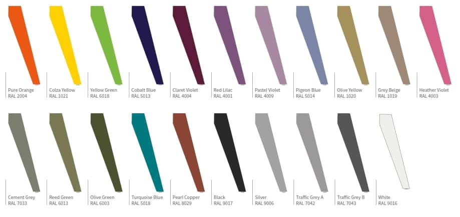 Evolution Bench leg RAL colour options
