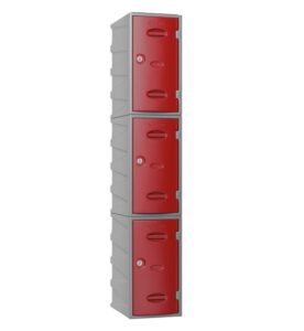 Extreme Plastic Lockers Showing Three Door Locker With Red Doors