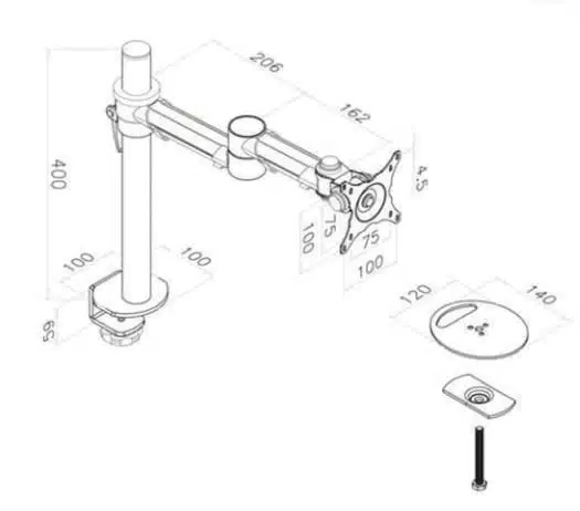 FSA1 Monitor Arm single desktop arm dimensions