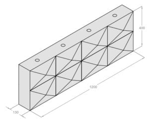 Fabricks Acoustic Brick components - horizontal double quad brick (3D)-B-1200400 - 400mm high