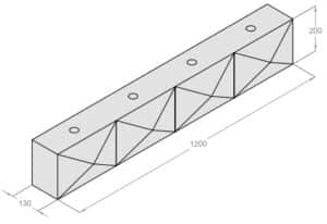 Fabricks Acoustic Brick components - horizontal quad brick (3D)-B-1200200 - 200mm high