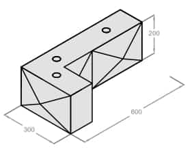 Fabricks Acoustic Brick components - low corner brick (3D)-CB-600300200 - 200mm high