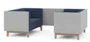 Fence Lounge Seating 4 seat booth with low back and side panels, 4 leg beech frame FN-24/LPB