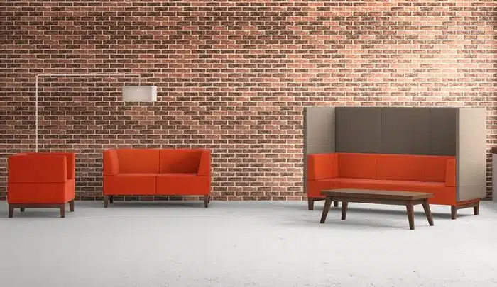 Fence Soft Seating a low back single seater and two seat sofa next to a high back three seater with walnut legs