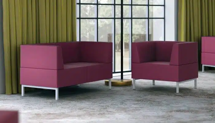 Fence Soft Seating low back single seater and two seater shown in a reception area