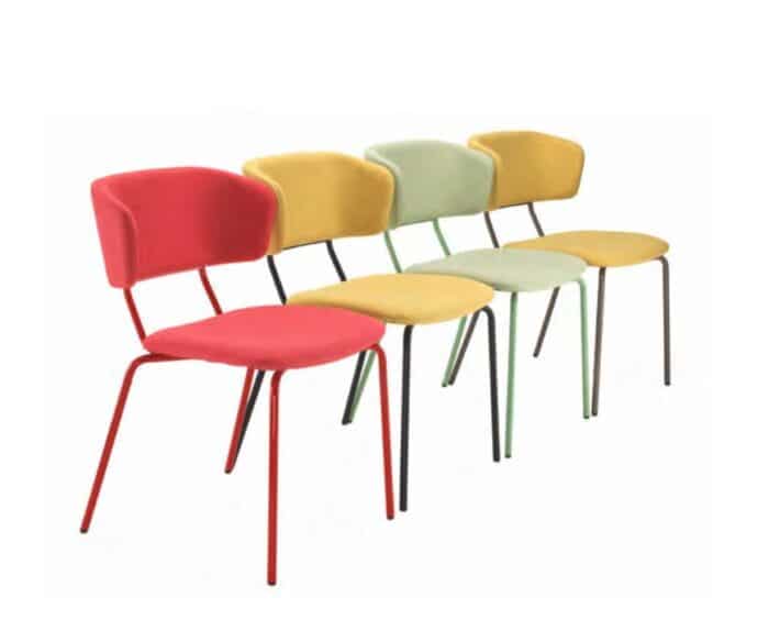 Flexi Chair row of four chairs in red, green and yellow