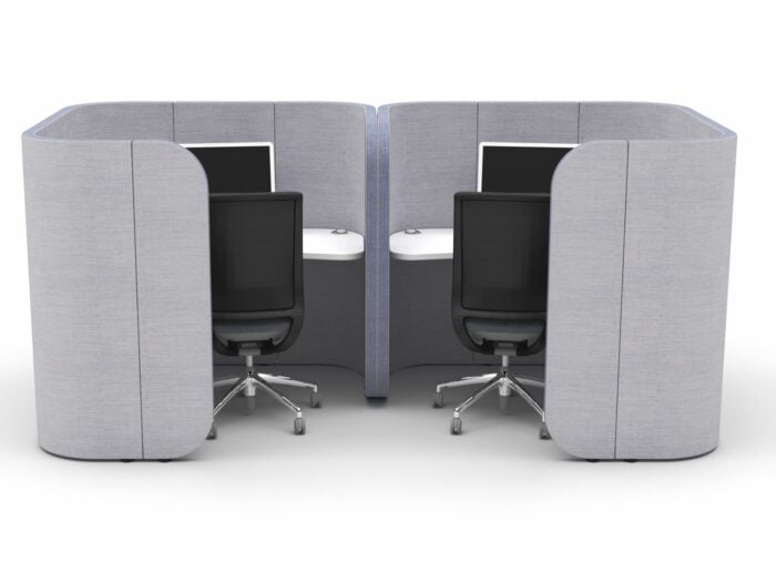 Flexi SQU Pods two person upholstered square pod with MFC table top FLE SQU 02