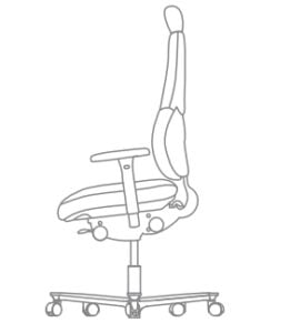 Flo Task Chair high back swivel chair with headrest, arms and black base on castors FLO-HBAH