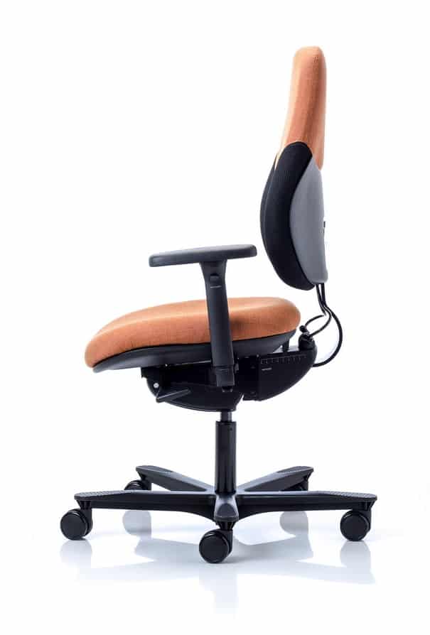 Flo Task Chair profile view of chair with arms