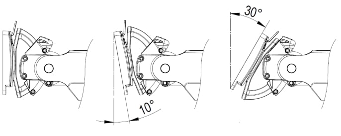 Flo X Monitor Arm Dimensions - VESA mount tilt range