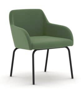 Flow Chair with high armrests and 4 leg metal frame FW44B