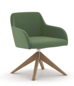 Flow Chair with high armrests and raised 4 star wood base FW41W