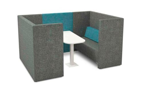 Form Booths & Sofas 6 person meeting booth with table in two tone upholstery