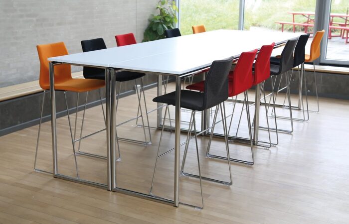 Four Standing Table with high stools in a variety of colours