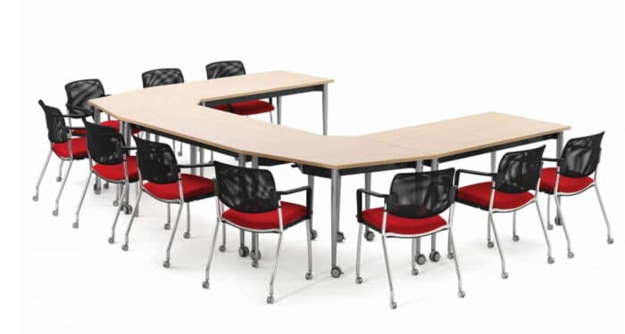 FourKonnect Tables square semi circular 10 seat configuration using deltoid and rectangular shaped tops