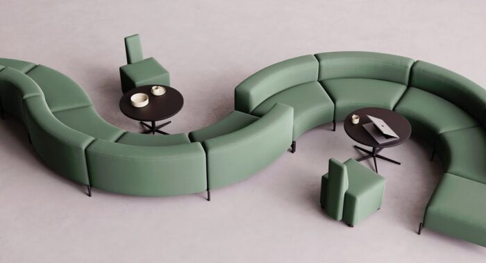 FourPeople Modular Seating shown with curved units in an S shape configuration