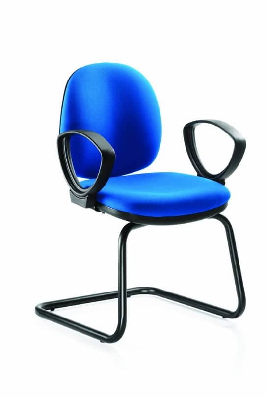 Goal Task Chair GL3 medium back visitor chair shown with fixed arms and black cantilever frame