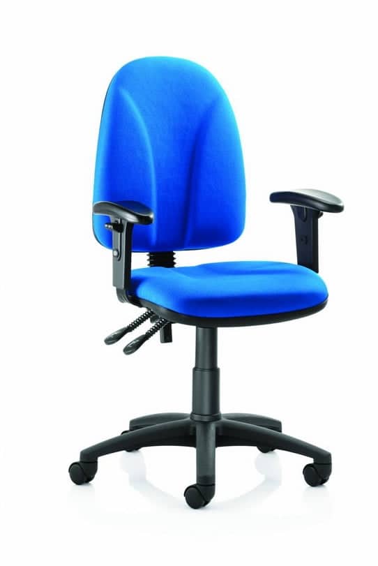 Goal Task Chair GL5 high back operator chair with sculpted back, adjustable arms and black nylon spider base on castors