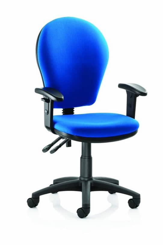 Goal Task Chair GL6 high back, inflatable lumber shown with adjustable arms and black 5 star spider base on castors