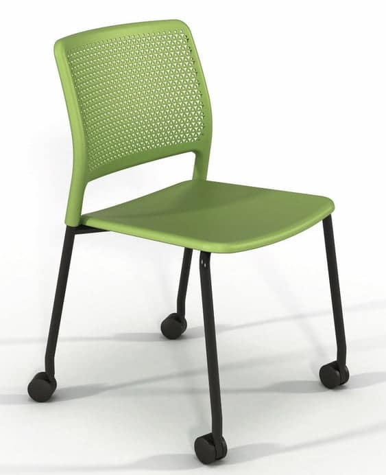 Grafton Chair in green with black frame and castors