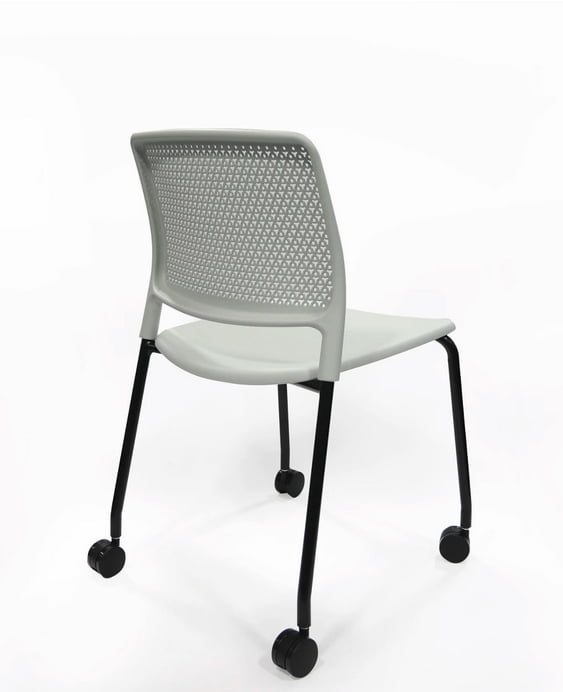 Grafton Chair in white with black frame and castors