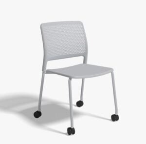 Grafton Chair shown with a cool grey plastic shell and cool grey 4-leg frame on castors