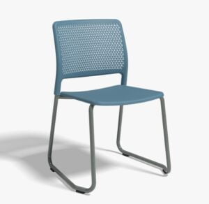 Grafton Chair shown with a blue grey sled base and blue plastic shell