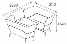 Harc Four Seater Booth Dimensions