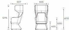 Harc Tub Chair HARCTUBHB1-C Dimensions