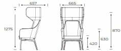 Harc Tub Chair HARCTUBHB3-W Dimensions