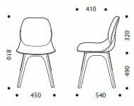 Harriet Chair with plastic base - dimensions