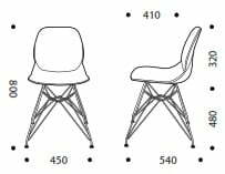Harriet Chair with wire base - dimensions