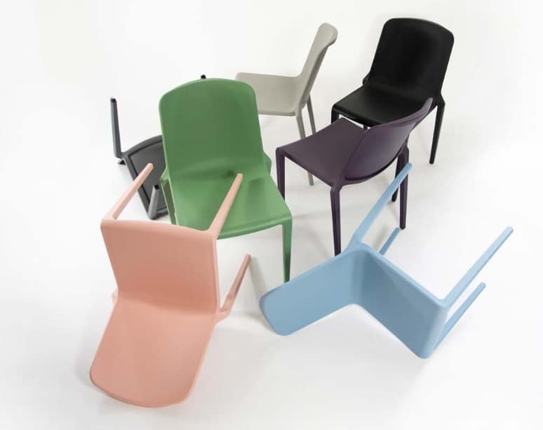 Hatton Stacking Chair shown in various polypropylene colours