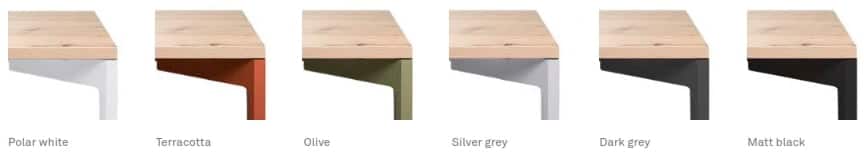 Hexa Table frame colour options - polar white, terracota, olive, silver grey, dark grey or matt black