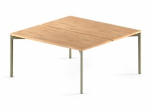 Hexa Table two person bench desk with sliding tops