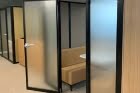 Hoozone Meeting Pods - full height opal frosted manifestation H/Z010