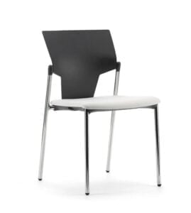 Ikon Chair with 4 leg frame, no arms, upholstered seat and plastic back IK03