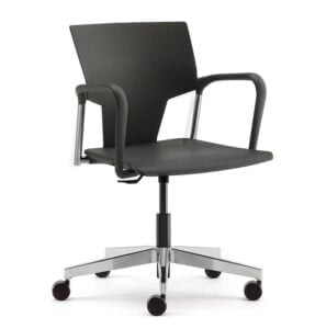 Ikon Chair with fixed arms, plastic seat and back, swivel mechanism, height adjustable seat, nylon base on castors IK12
