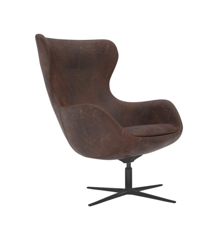 Ilk Soft Seating high back swivel chair with 4 star frame upholstered in brown leather