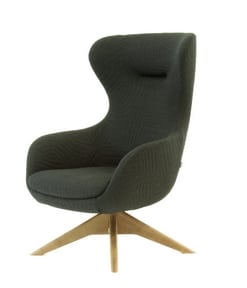 Ilk Soft Seating - high back with a 4-star wooden swivel base ILF1.1SH.4SW
