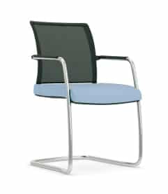 Jib Lite Chair with self arms, chrome cantilever frame, mesh back and upholstered seat JBLT22C