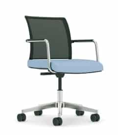 Jib Lite Chair with self arms, chrome swivel 5 star base on castors, mesh back, upholstered seat and seat height adjustment JBLT29C