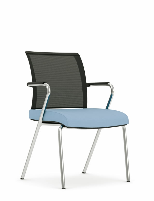 Jib Lite Chair with self arms, mesh back, upholstered seat and chrome 4 leg frame JBLT32C