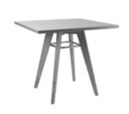 Jig Table square diner height table 730mm high with a natural oak, black oak or stained walnut 4 leg frame and metal leg ring