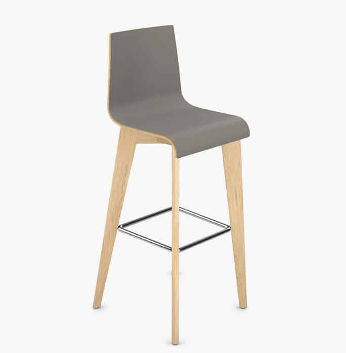 Jinx Chairs And Stools 4 leg wooden frame high stool with footrest and laminate shell JINBAL.W