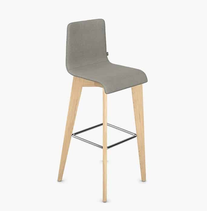 Jinx Chairs And Stools 4 leg wooden frame stool with footrest and upholstered shell JINBAU.W