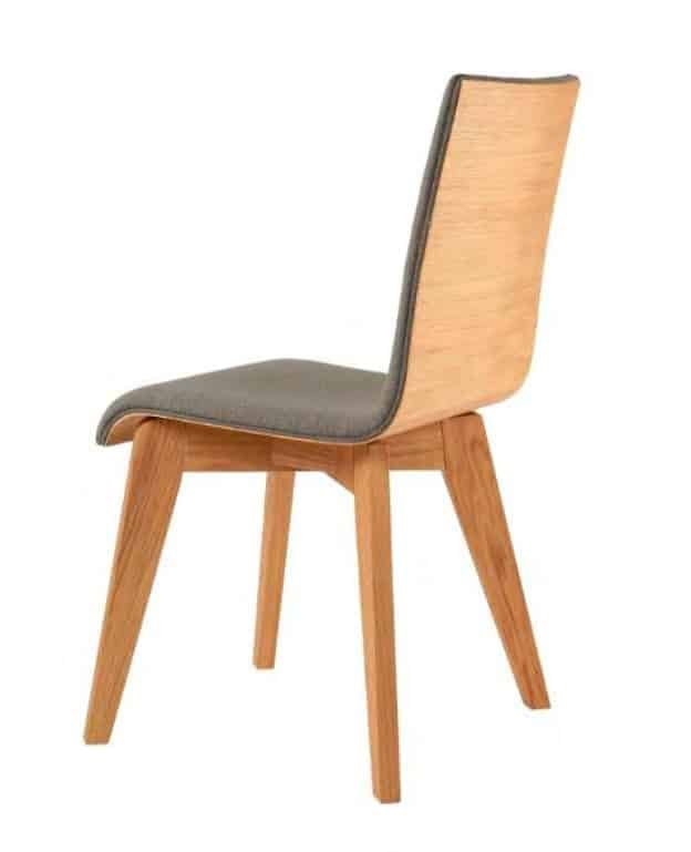 Jinx Dyad Chair diner height chair with laminate back, upholstered inner seat shell and 4 leg oak frame