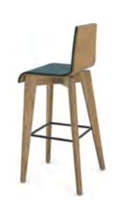 Jinx Dyad Chair four leg high stool with footring, upholstered inner seat shell and laminate outer seat shell V1758